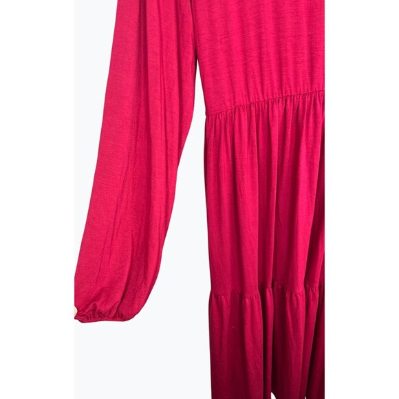 Smallshow Red Rayon & Spandex Long Sleeve V-Neck Tiered Maternity Dress size XL - Picture 7 of 16